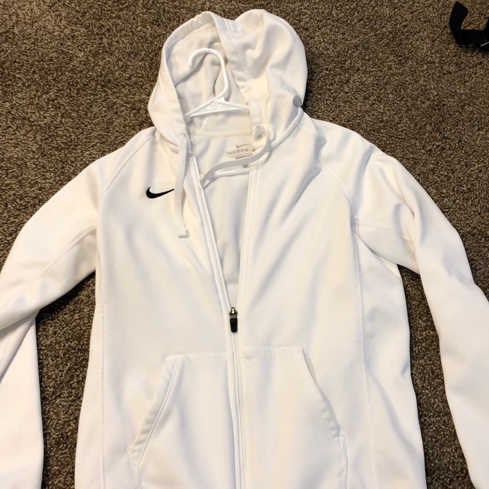 Nike small zip hoodie white